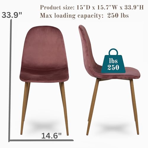 Homy Casa Mid-Century Modern Velvet Dining Chair Set of 4, Rose ballpark: 60 chars