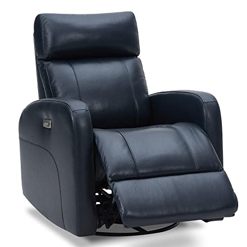 CHITA Genuine Leather Swivel Recliner Chair for Living Room - Navy