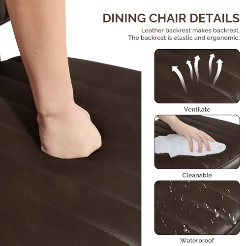 Modern Faux Leather Dining Chair Set, Thick Cushions, Metal Legs (Coffee)