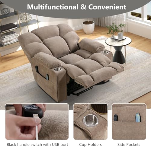 Oversized Power Lift Recliner Chair for Elderly with Massage and Heating features