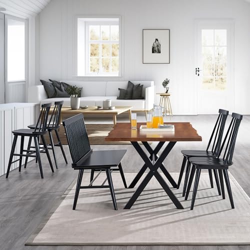DUHOME Black Spindle Back Bar Stools Set of 2, Farmhouse Style Kitchen Island Chairs