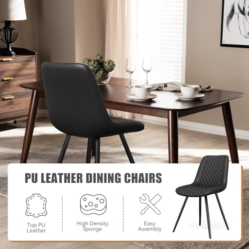 Modern Quality Black Faux Leather Dining Chair Set, 4-Piece Kitchen/Dining Room