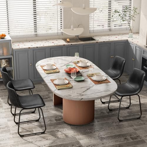 Black PU Leather Armless Dining Chair Set of 4 with Backrest