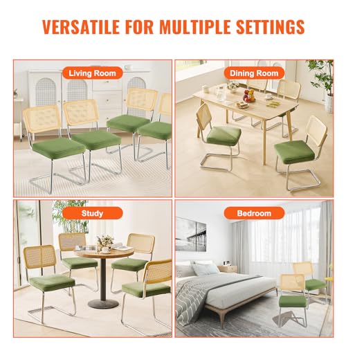 Mid Century Modern Rattan Dining Chair Set of 4
