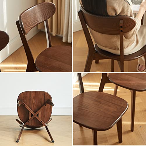Mid Century Modern Solid Oak Dining Chairs, 4 Piece Walnut Set