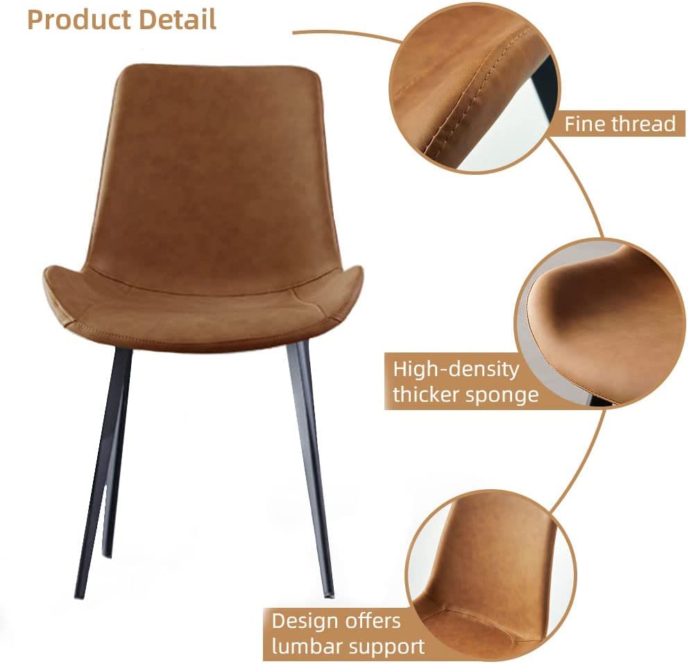 Modern Dining Room Chairs: Set of 4 Upholstered in Faux Leather