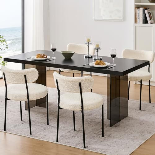 Modern Black & White Dining Chair Set - Comfortable Beige Bezel - Kitchen & Dining Room (Set of 4)