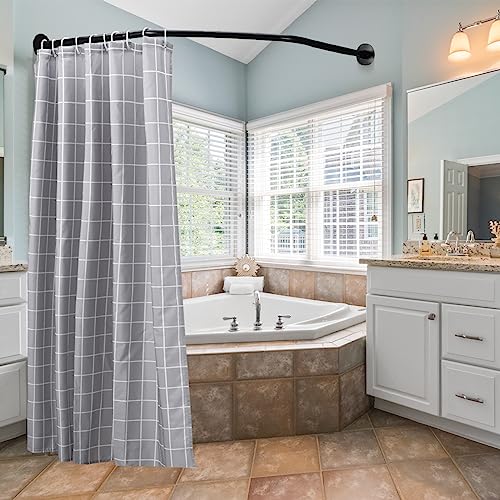 Adjustable Black Corner Shower Curtain Rod for Bathroom Bathtub