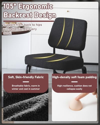 Modern Black Dining Chairs Set of 6 with Upholstered Cushions for Living Room and Bedroom