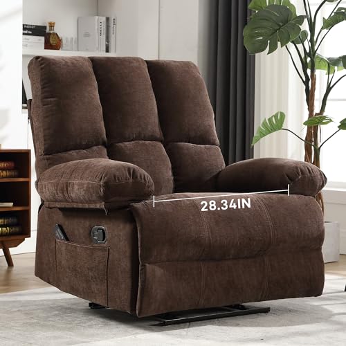 LargeCapacity Brown Oversized Manual Recliner with Massage Pillow (6008)