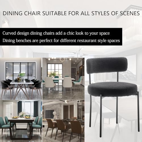 Black Boucle Dining Chairs Set of 4, Modern Round Upholstered Chairs (Set of 4)