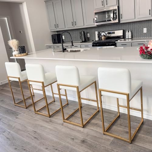 Alpha Home Off-White 24" Counter Height Bar Stool Set of 3