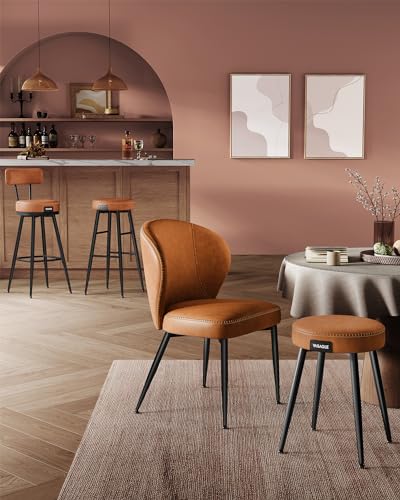Mid-Century Modern Dining Chairs Set of 2 in Caramel Brown
