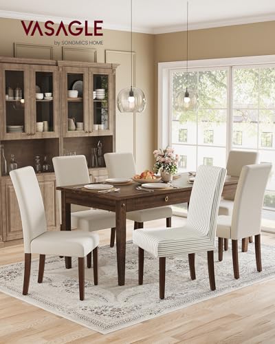 VASAGLE Cream White Dining Chair Set of 4 UKDC152W14