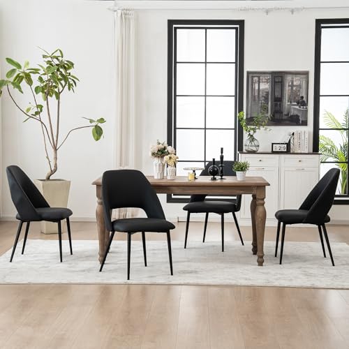 Rowill Black Mid Century Modern Dining Chairs Set of 2