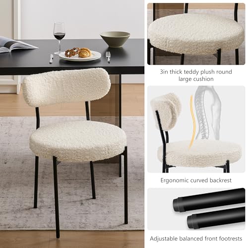 Modern Black & White Dining Chair Set - Comfortable Beige Bezel - Kitchen & Dining Room (Set of 4)