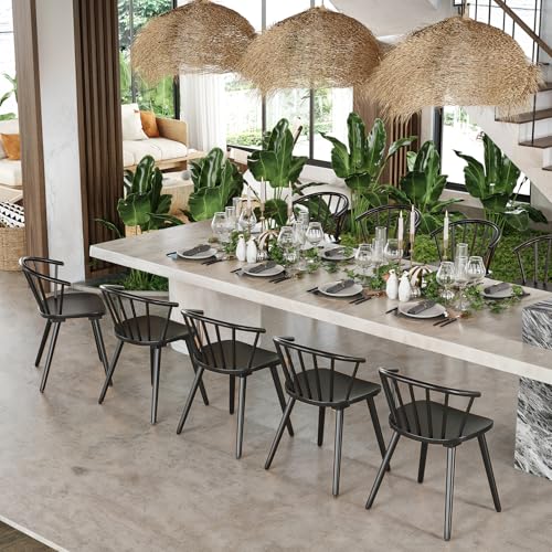 Windsor Mid-Century Modern Kitchen Dining Chairs with Wooden Finish