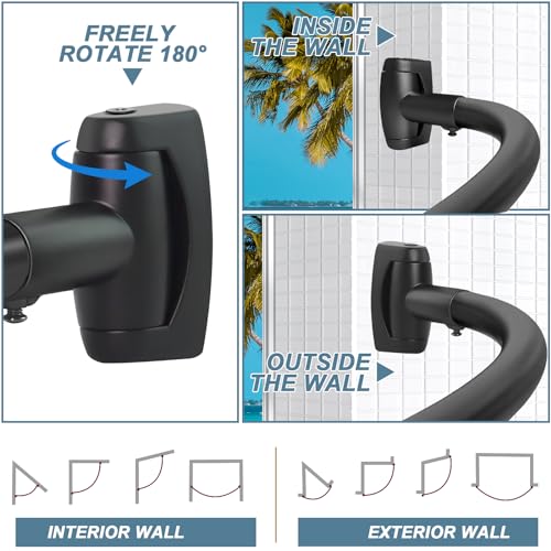 Rustproof Curved Shower Curtain Rod, 35-82In, Matte Black