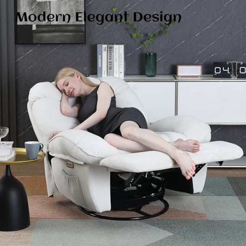 Modern White Power Recliner Chair with Massage and USB