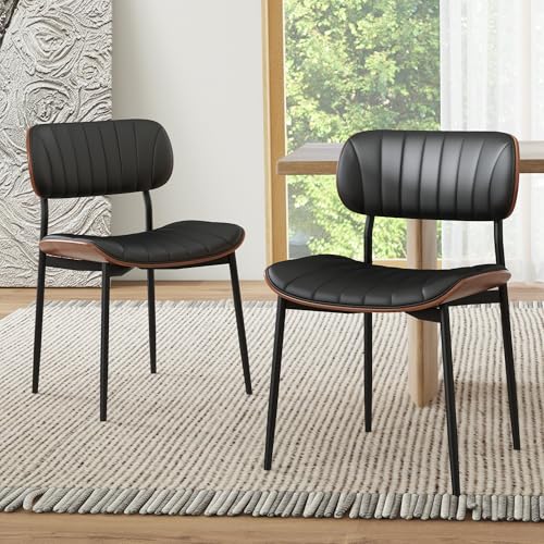 Bentwood Modern PU Leather Dining Chair Set, Black