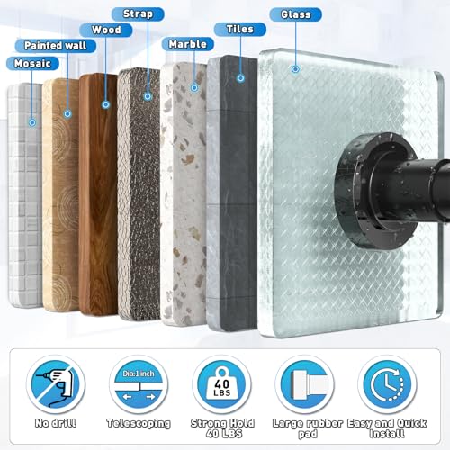 PrettyHome Adjustable Curved & Spring Shower Curtain Rods (Black/Chrome)
