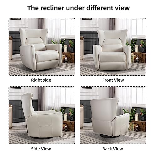 INZOY Electric Swivel Rocker Recliner, Oversized Leathaire Chair for Living Room, White