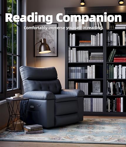 Electric Oversized Power Recliner Chair with Heat & Massage, PU Leather, 360° Rocking