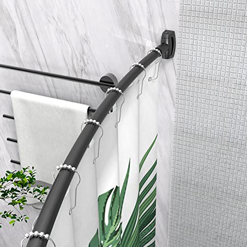 Adjustable Aluminum Curved Shower Curtain Rod for Bathroom and Bathtub, 43-72 Inches, Black