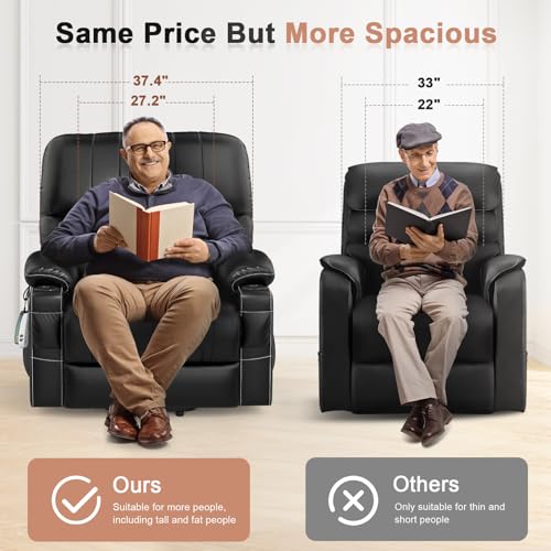 2025 Upgraded Power Lift Recliner Chair with Heat & Massage (Black)