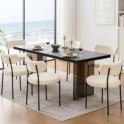Modern Black & White Dining Chair Set - Comfortable Beige Bezel - Kitchen & Dining Room (Set of 4)