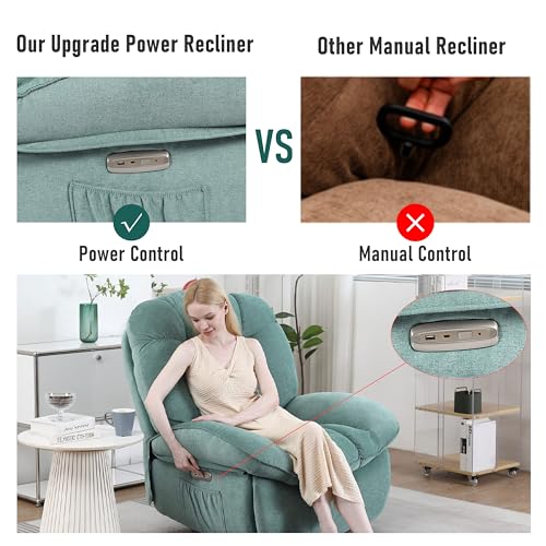 Massage Rocker Recliner with Heating and Swivel for Adults, Green