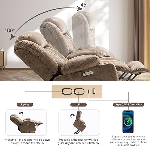 Oversized Power Lift Recliner with Massage and Heat