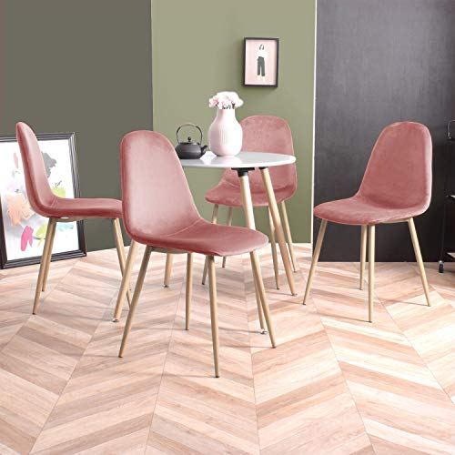 Homy Casa Mid-Century Modern Velvet Dining Chair Set of 4, Rose ballpark: 60 chars