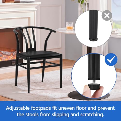 Yaheetech Mid-Century Modern Black Leather Dining Chair Set, 4pcs