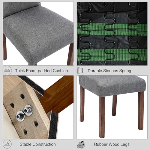 Smoky Grey Upholstered Dining Chairs with Nailhead Trim, Set of 4