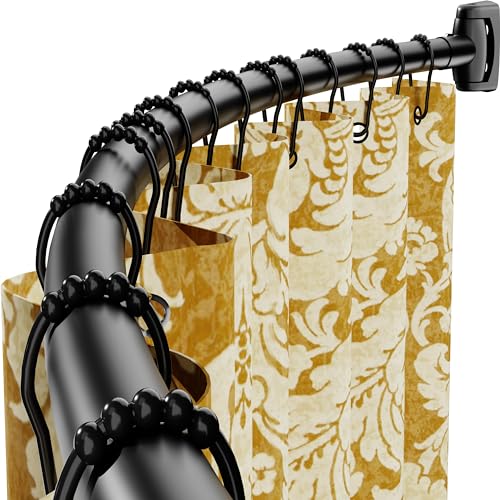 Adjustable Curved Shower Curtain Rod for Bathroom and Bathtub - Black Stainless Steel (33-78 inches)