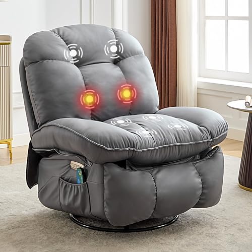 Power Recliner Chair for Adults with Massage, Heating, and USB Ports - Grey