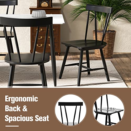 Giantex Windsor Dining Chair, Rubber Wood, Spindle Back, Black, Max 330 Lbs