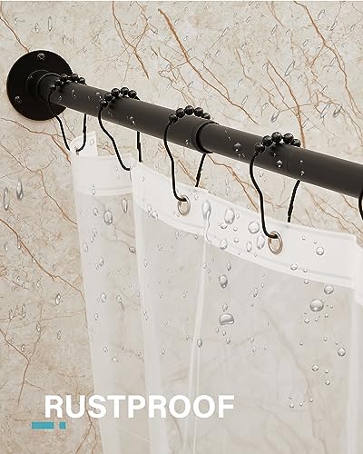 Adjustable L-Shaped Corner Shower Curtain Rod with Hooks & Ceiling Support