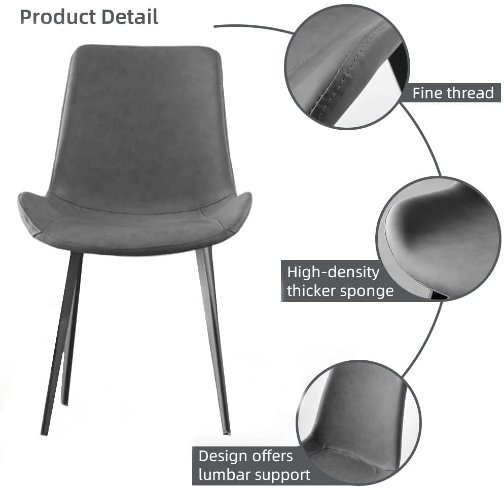 Modern Grey Faux Leather Dining Chair Set of 4