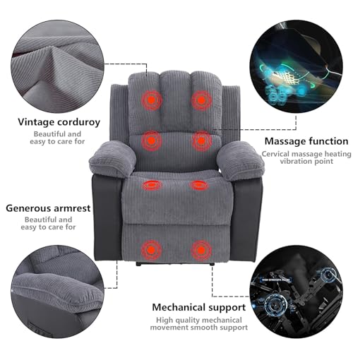 Electric Reclining Massage Chair with Heat for Adults