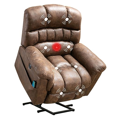 Power Lift Recliner with Massage and Heat for Elderly: Phoenix Home's Comfortable and Convenient Recliner in Brown.