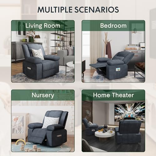 FLEXISPOT Massage Rocker Recliner Chair w/Heat & Vibration, Blue-Gray
