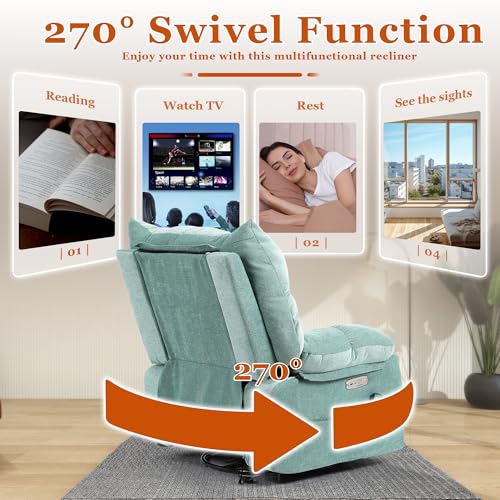 Modern Green Power Recliner Chair with Massage and Heating for Adults