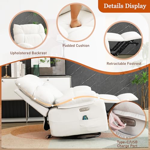 2024 White Swivel Massage Recliner Chair for Adults