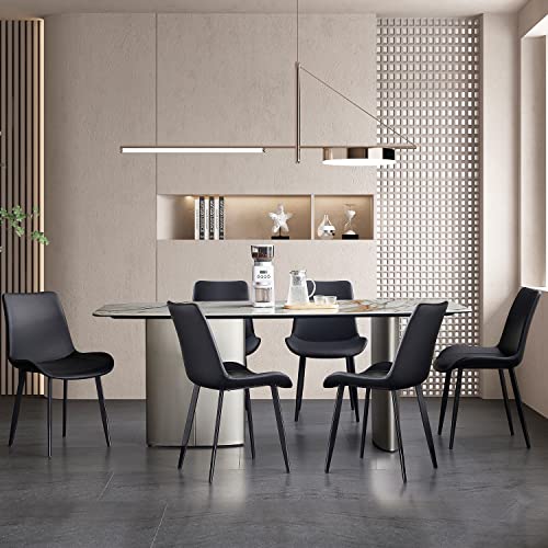 Seonyou Black Faux Leather Dining Chair Set, Mid Century Modern Kitchen Chair
