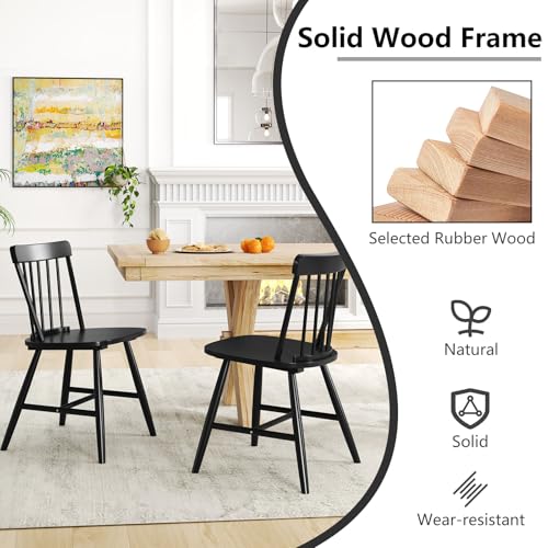 Giantex Windsor Farmhouse Dining Chair Set of 4, Black