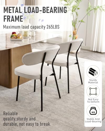 Set of 4 Stylish Fabric Dining Chairs for Kitchen/Living Room