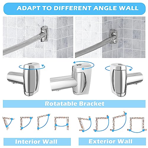 Stainless Steel Curved Shower Curtain Rod, 38-72 Inches - Rust Proof