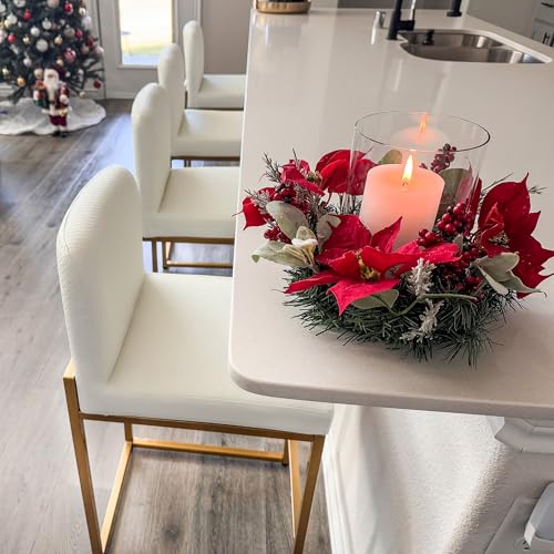 Alpha Home Off-White 24" Counter Height Bar Stool Set of 3